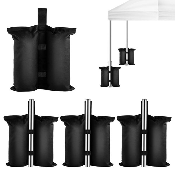 4 Stück Sandsäcke Sandsack Pavillon Gewichte Sandsäcke zum Befüllen Sandsack Gewicht Schirmständer Sonnenschirm für Pop-Up-Baldachin-Zelt Gewichtete Füße Tasche Pavillon Auffüllbare Gewichte (Schwarz)