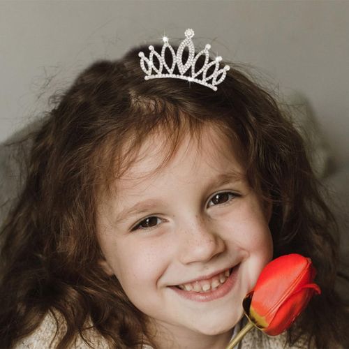 Brishow Mini Tiara Crown Comb Silver Rhinestone Tiara Combs Headpiece Flower Girl Birthday Hair Comb for Girls and Kids