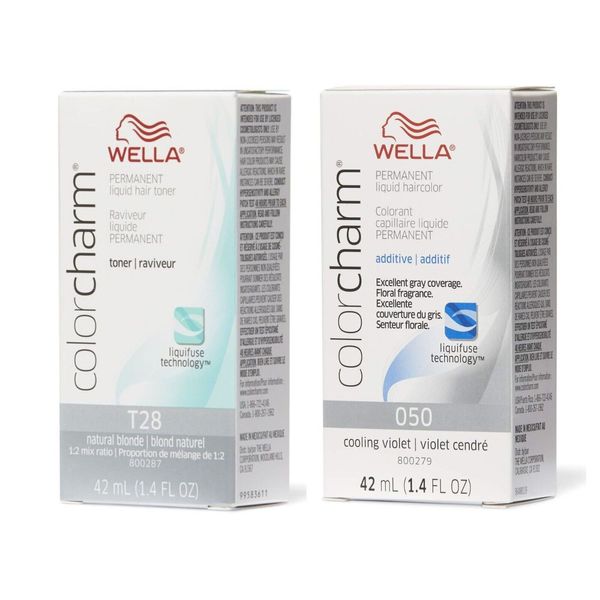 Wella Color Charm Permanent Liquid Toner -T28 Natural Blone & T50 Cooling Violet