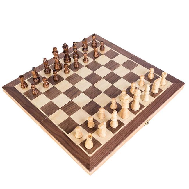 KOKOSUN International Chess Set, Wooden, Magnetic, Folding Chess Board, Convenient Storage (S)