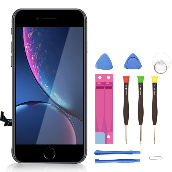 GlobalSmart Compatible iPhone 8/iPhone SE2 LCD Panel, Black 4.7 inch Screen Replacement, Front Panel, LCD Touch Panel, Glass Screen, Repair Tool, 2024KBI
