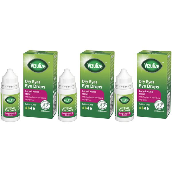 Vizulize Dry Eye Drops, for Dry, Irritated & Uncomfortable Eyes, 3 x 10 ml Bottles