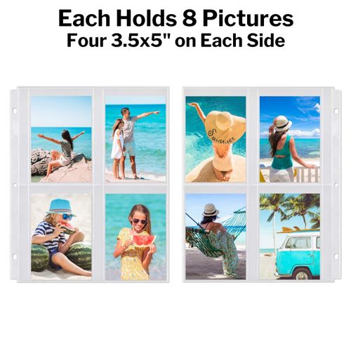 Dunwell Photo Sleeve Inserts - 3-Ring Binder Refills, Crystal Clear Photo Pockets, Holds 3.5x5, Photo Album Refillable Page Inserts (10)