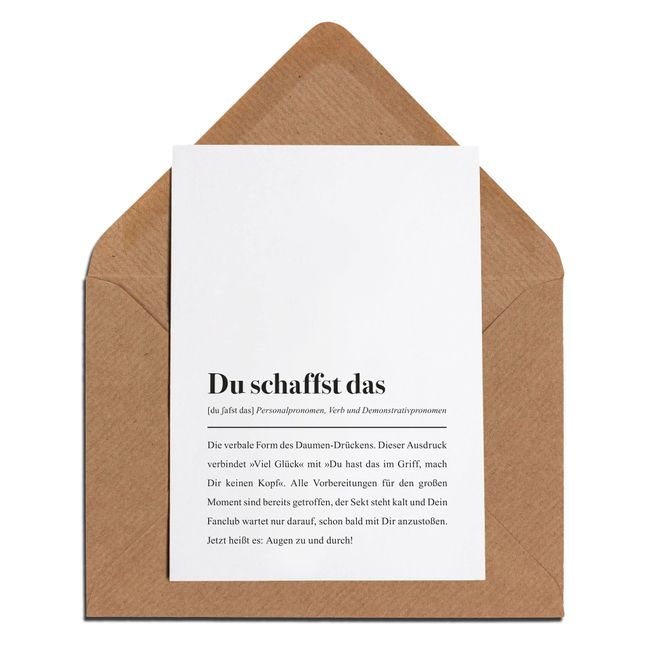 Du schaffst das Definition: Motivationskarte mit Umschlag