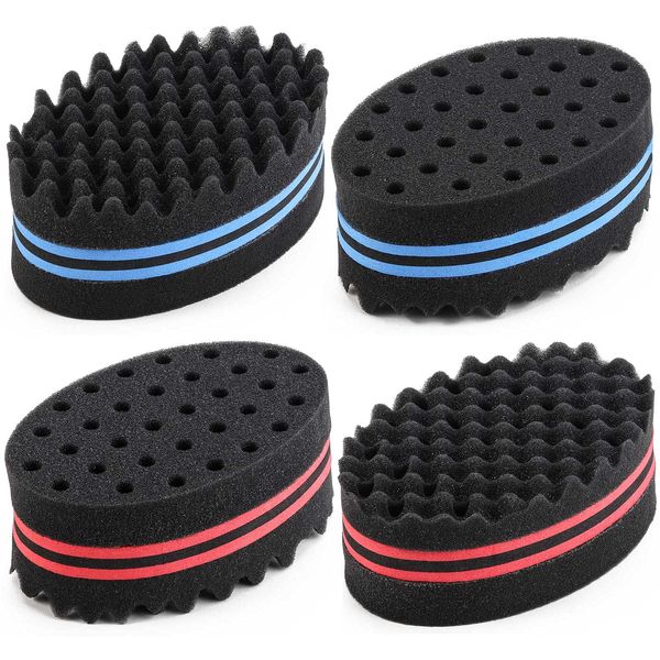 4 Pcs Small Holes Hair Twist Sponge, Barber Curl Sponge Brushes for Dreads Locking Afro Curl Coil Comb Care Tool