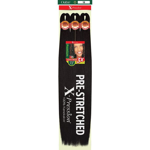 Outre Braids X-Pression Braid Premium Pre Stretched 72In 3X (5-PACK, 1B)