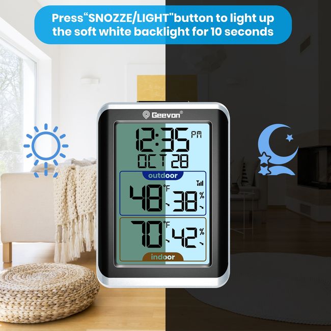 Number-one Indoor Outdoor Thermometer Humidity Monitor, Wireless Digital  Hygrometer Humidity Temperature Sensor Large Touchscreen Backlight,  Humidity