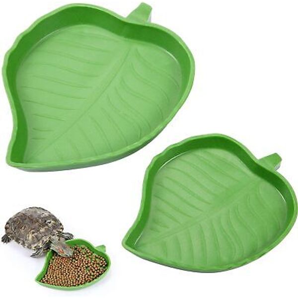 Boao 2 Pieces Leaf Reptile Food Water Bowl Plate Dish for Tortoise Corn...