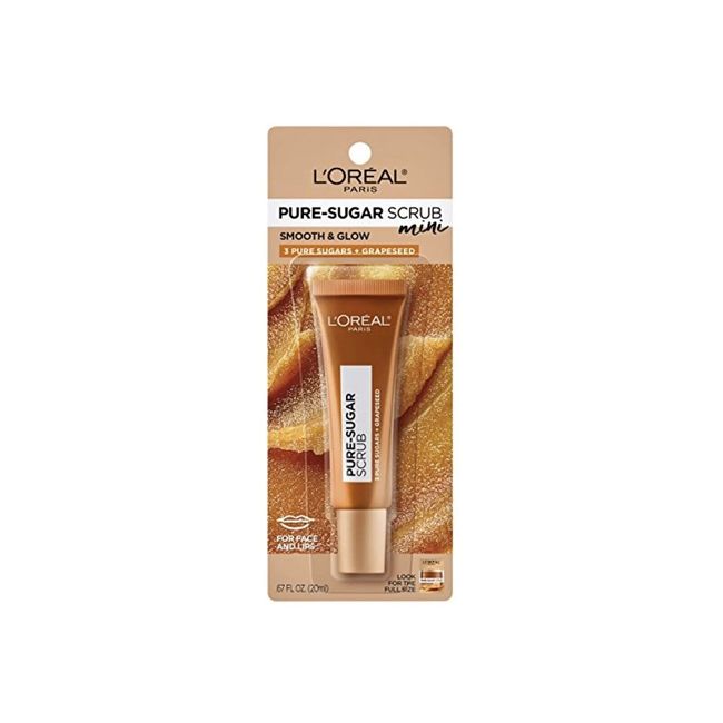 2 L'Oreal Paris Pure Sugar Lip And Face Scrub with Grapeseed to Smooth and Glow,