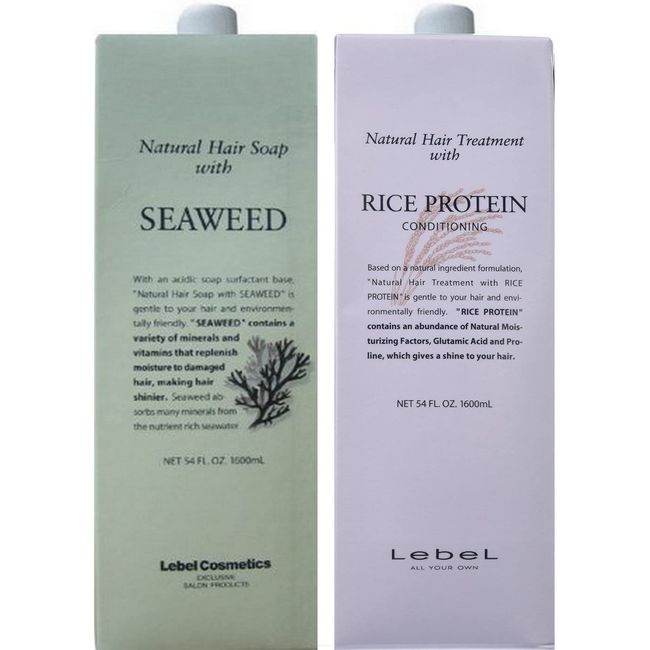 Lebel Natural Hair Soap with Seaweed 1600 ml & Natural Hair Treatment with Rice Protein Conditioning 1600 ml