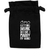Flox Creative Black Organic Medium Drawstring Pouch Getting Drunk Before I Marry my Hunk