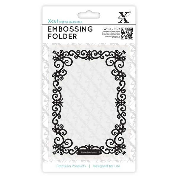 Xcut A6 Embossing Folder Floral Frame, Black