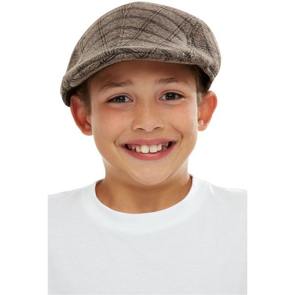 Smiffys Kids Flat Cap, Brown & Black, Boys Fancy Dress, Child Dress Up Hats