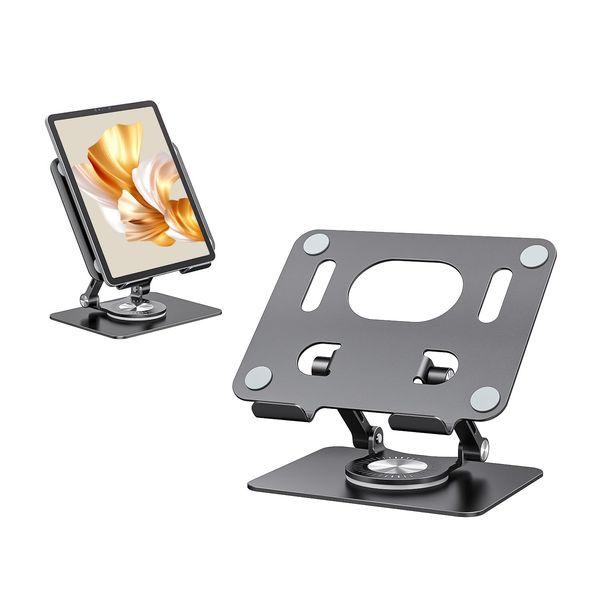 TOPESEL Tablet Stand, 360 Degree Rotation, Foldable Laptop Stand, Height and Angle Adjustable, Tablet Stand, Vertical and Horizontal Tablet Holder, Convenient Storage, Tablet PC Stand, Convenient