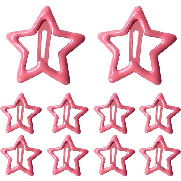 USTNIR 10 Stück Stern Pentagramm Haarspangen, Metall Snap Haarclips Bunte Schöne Stern-Haarspangen Cute Clips Snap Haarklammern Haarschmuck für Baby Mädchen Damen