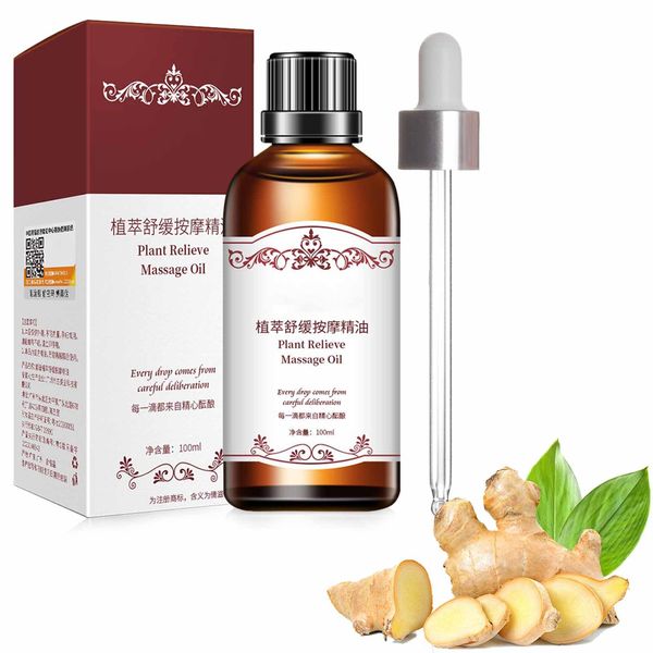 Guegine Turmeric Massage Oil, Plant Massage Oil Plant Oils for Body Massage Organic Rosemary Oil Wormwood Ginger Essential Oil Promote Blood Circulation for Arthritis & Pain Relief,100ml