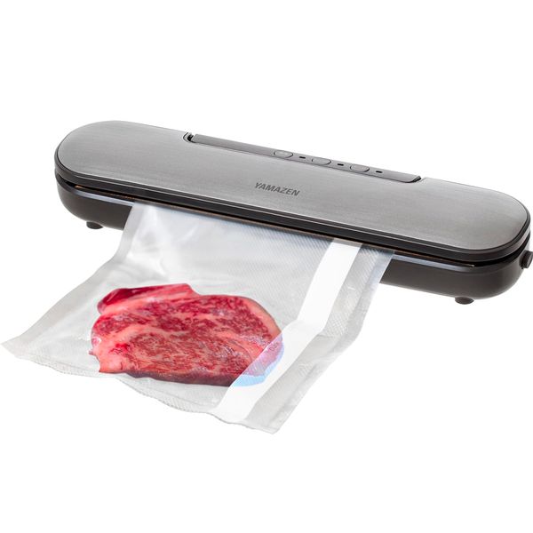 Yamazen YVE-095(H) Vacuum Sealer Food Sealer Vacuum Machine for Home Use, Includes 10 Dedicated Storage Bags, Food Storage, Sealed Storage, Freezer, Refrigeration, 55 kPa, Slim