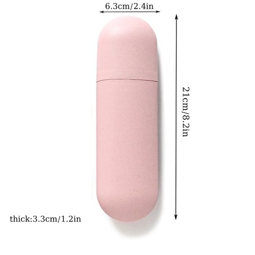 Pack of 2 Travel Toothbrush Boxes, Toothbrush Toothpaste Case, Portable Travel Water Cup Set, for Home, Hiking, Camping, Travel (Pink, Beige), (Bust: 100 cm), Natural