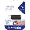 Verbatim 49065 64GB Pinstripe USB Drive - Black