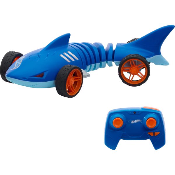 Hot Wheels RC Toy Car, Remote-Control Shark Speeder in 1:15 Scale That Bends, Turns & Slides Like a Mutant Machine, Features Lights & Sounds