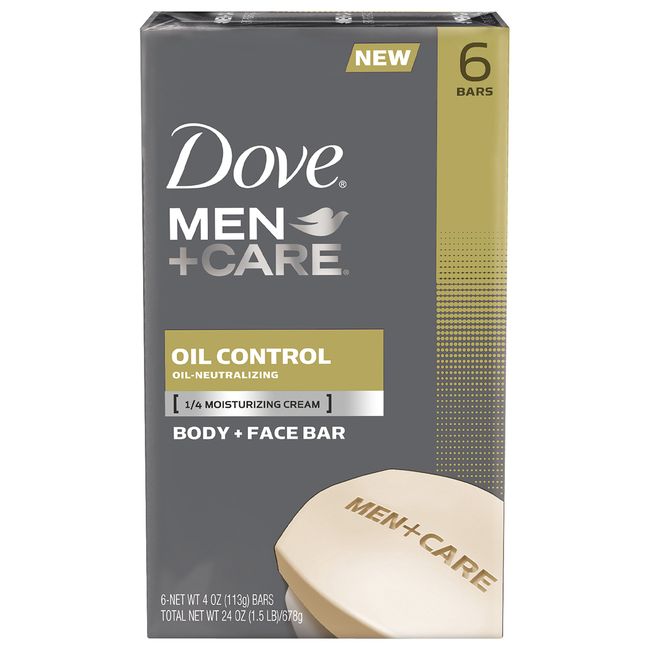 Dove Men+Care Body and Face Bar Oil Control 4 oz, 6 Bar