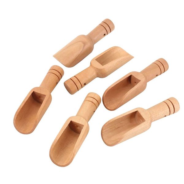 6 Pieces Mini Wooden Spoons Wooden Candy Spoon Piccolo Small Spoon for Bath Salts Tea Scoop Washing Powder Spoon Wooden Candy Spoon