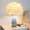 ZYLEIESENBAO Feather Table Lamp Creative White Feather Girl Lamp Bedside Prin...