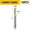 WEXWE Tools 10Pcs 3.0mm TiN Coating Solid Carbide End Mill Engraving Milling Cutter CNC Router Bits for PCB Machine, 1/8" Shank 1BOX