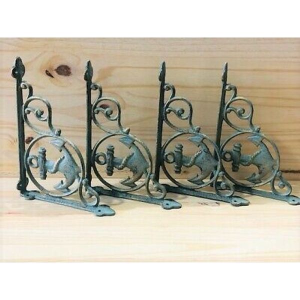 4 CAST IRON BOAT ANCHOR BRACKETS CORBELS BRACES WALL SHELF BRACKET NAUTICAL BOAT