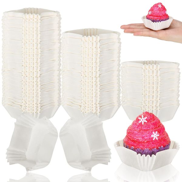 Tanlade 350 Pcs Square Mini Cupcake Liners Disposable Brownie Baking Cups Pan Liners Paper Baking Cup for Cupcakes and Cup Liners Party Supplies for Weddings Birthdays Baby Showers (White)