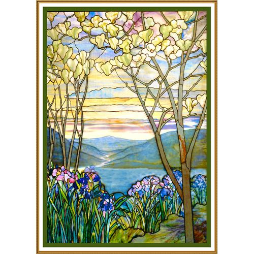 Orenco Originals Iris Flowers Magnolia Trees Inspired Louis Comfort Tiffany Counted Cross Stitch Pattern