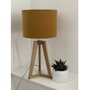 Mustard Yellow Velvet Brushed Copper Drum Lampshade