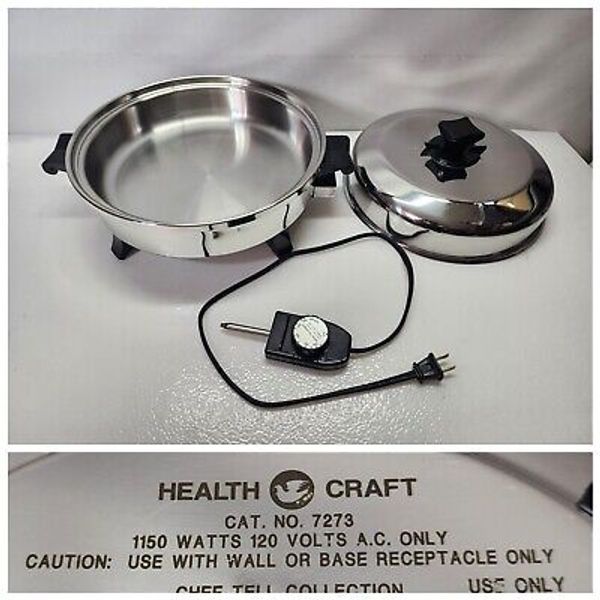 HEALTH CRAFT USA K7273 LIQUID CORE  ELECTRIC SKILLET Frying Pan (MINT Condition)