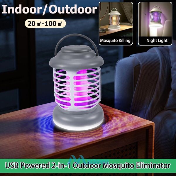 2-in-1 USB Charged Mosquito Killer Lantern Lamp 3000V High-Voltage Fly Bug Trap