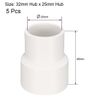 sourcing map 32mm x 25mm PVC Reducing Coupling Hub by Hub Pipe Fitting Adapter Connector 5Pcs