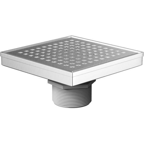 6 inch Square Shower Floor Drain with Flange steel Pattern Grate Stainless st