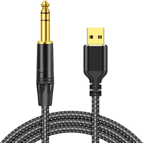 Rliwov USB to 1/4 TRS Stereo Audio Cable, 16FT USB A to 6.35mm 1/4 inch Male Audio Adapter for Laptop, Windows, PC, Amplifier, Speaker, Note: NOT Support Recording, Car, MP3, Truck, TV USB Ports
