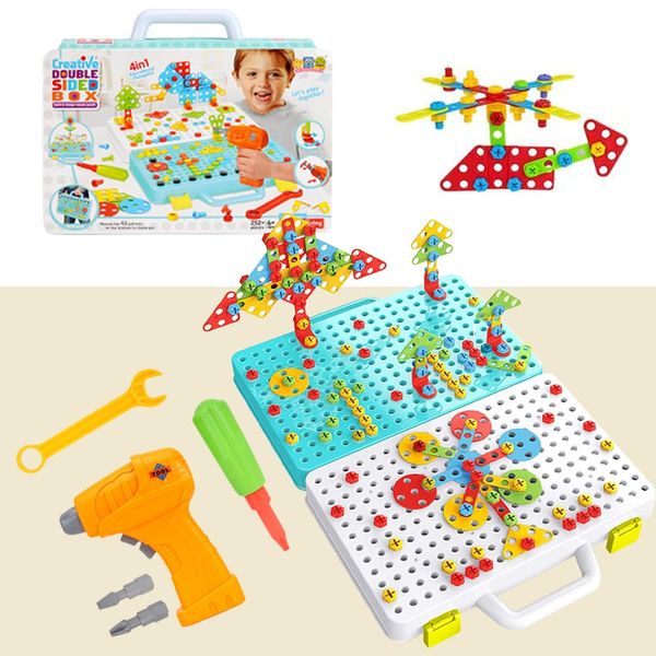 HONPHIER 252PCS Construction Toys Drill Design Puzzle Creative Electric Screwdriver Building Take Apart Blocks Kids Drill Set DIY STEM Educational Set With Storage Box For Kids, Boys and Girls