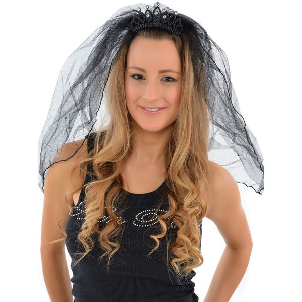 Alandra Party Black Mini Tiara with Veil