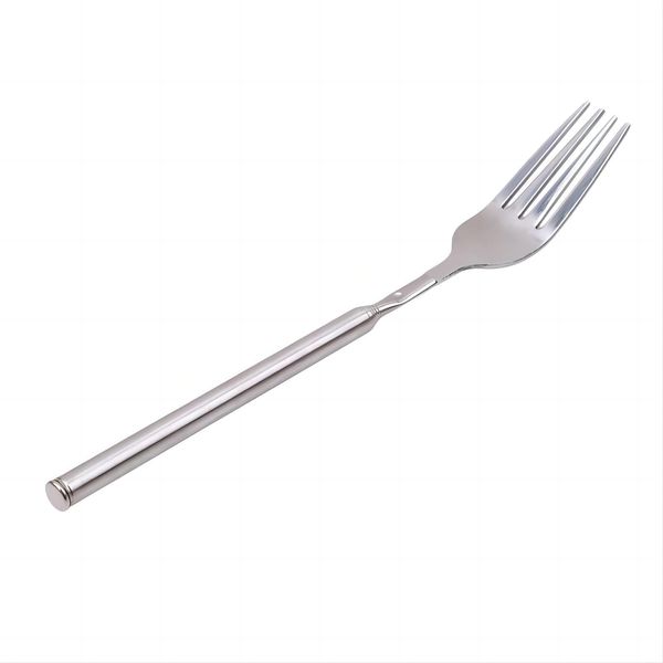 Extendable Fork, Telescopic Fork, Long Fork, Fork with Extendable Handle, Long Handle Fork, Stainless Steel Dinner Fork, Extending for BBQ Tableware Supplies, Extends 25.4 inch (1 pcs)