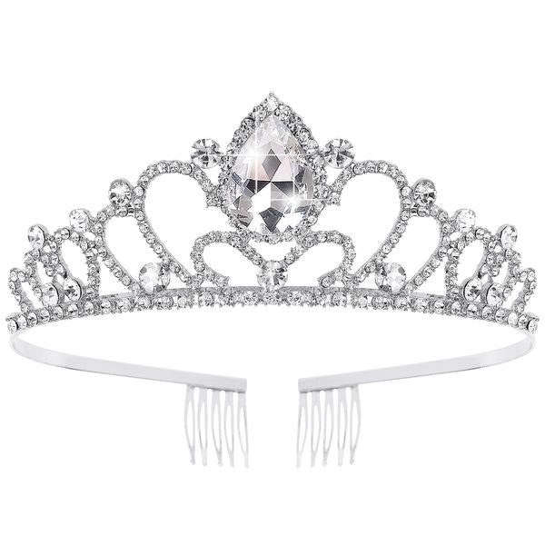 TOBATOBA Tiaras for Women Girls Wedding Crown Bridal Tiara Silver Crystal Princess Tiara Birthday Tiara for Women Pageant Halloween Costume Prom Cosplay Party