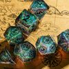 Cusdie 7-Die Sharp Edges DND Dice Set, Magic Circle Pattern Polyhedral D&D Dice Set for DND Dungeons and Dragons TTRPG Role Playing Games