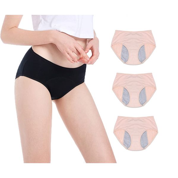 Leak Proof Protective Panties for Women/Girl Menstrual Period,Heavy Flow,Postpartum Bleeding,Urinary inconvinence (Pack of 3) (Apricot, XXXL)