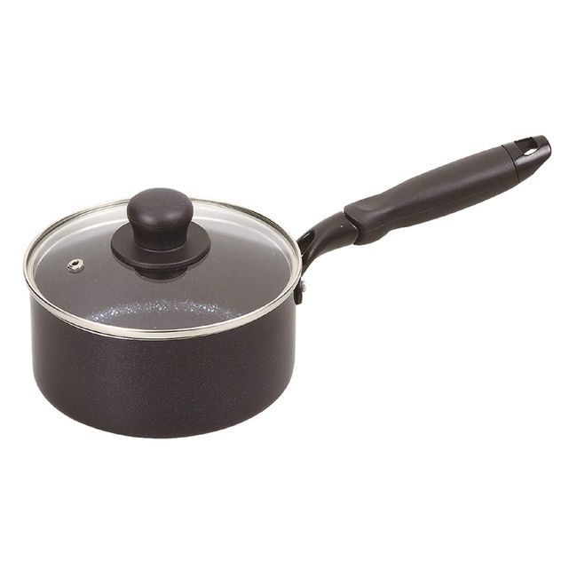 Pearl Metal HB-5116 Midnight Marble Single Handle Pot with Glass Lid, 6.3 inches (16 cm), Induction Compatible