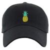 Funky Junque Dad Hat Unconstructed Baseball Cap - Pineapple (Black)