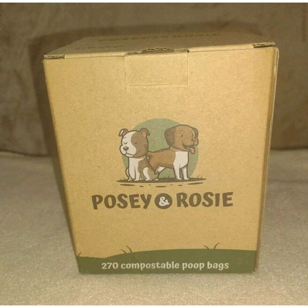 Box Posey & Rosie Dog Poop Bags 270 Compostable Unsented Pet Waste NEW