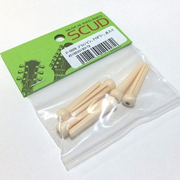 SCUD F-0006 Bridge Pin Ivory for Acoustic Guitars, Plastic Dotted [np]