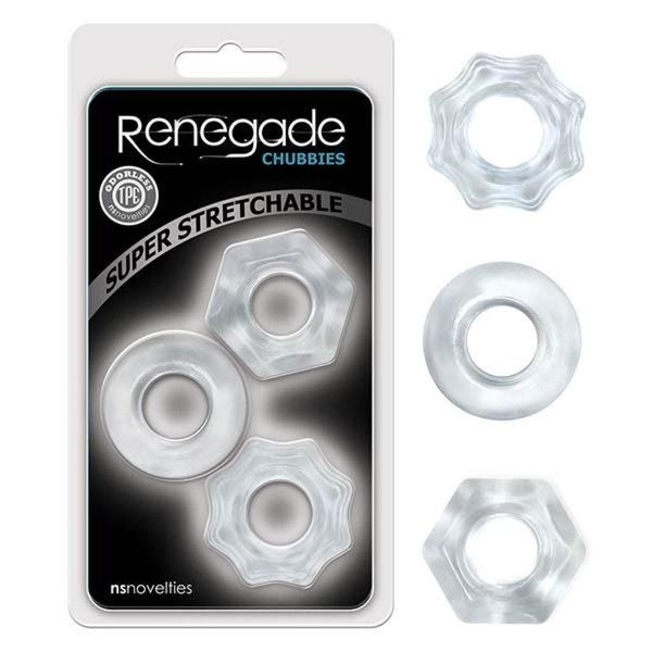 Renegade Chubbies Super Stretch Ring, Set of 3, Clear