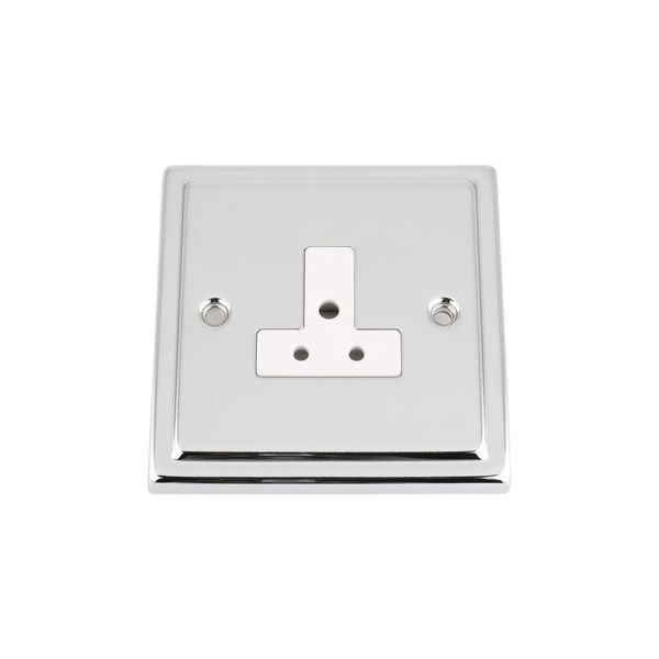 TRIMLINE Polished Chrome Round PIN Socket 2AMP White Insert
