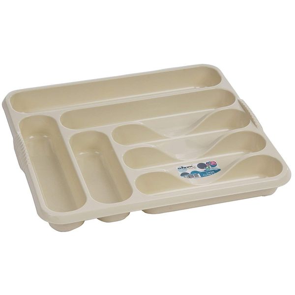 Wham High Grade 7 Compartment Plastic Cutlery Tray in Cream